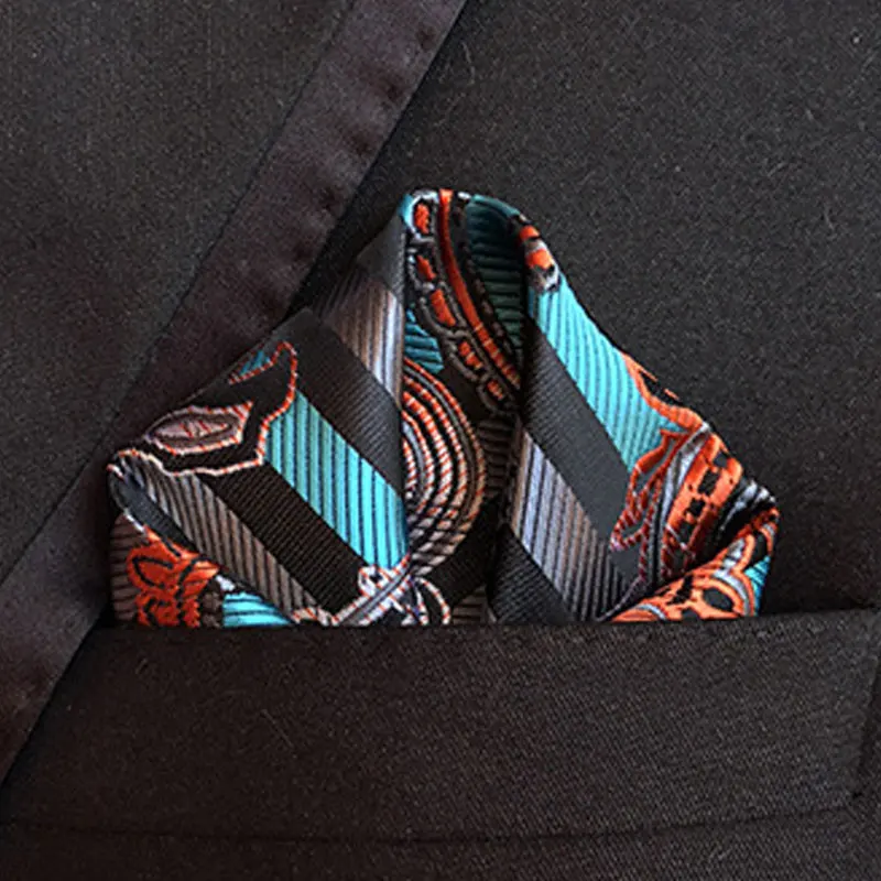 منديل رجالي مربع الجيب أنيق بأنماط كلاسيكية لحفلات الزفاف الرسمية