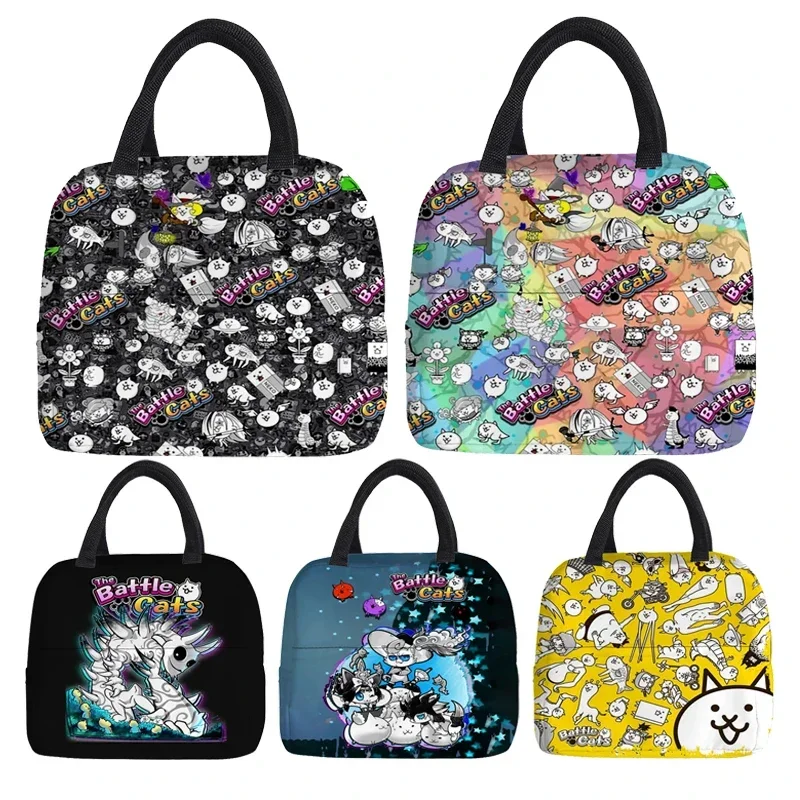 

The Battle Cats Lunch Bags Boys Girls Portable Oxford Fresh Cooler Pouch Students Convenient Lunch Box Tote Food Container Bag