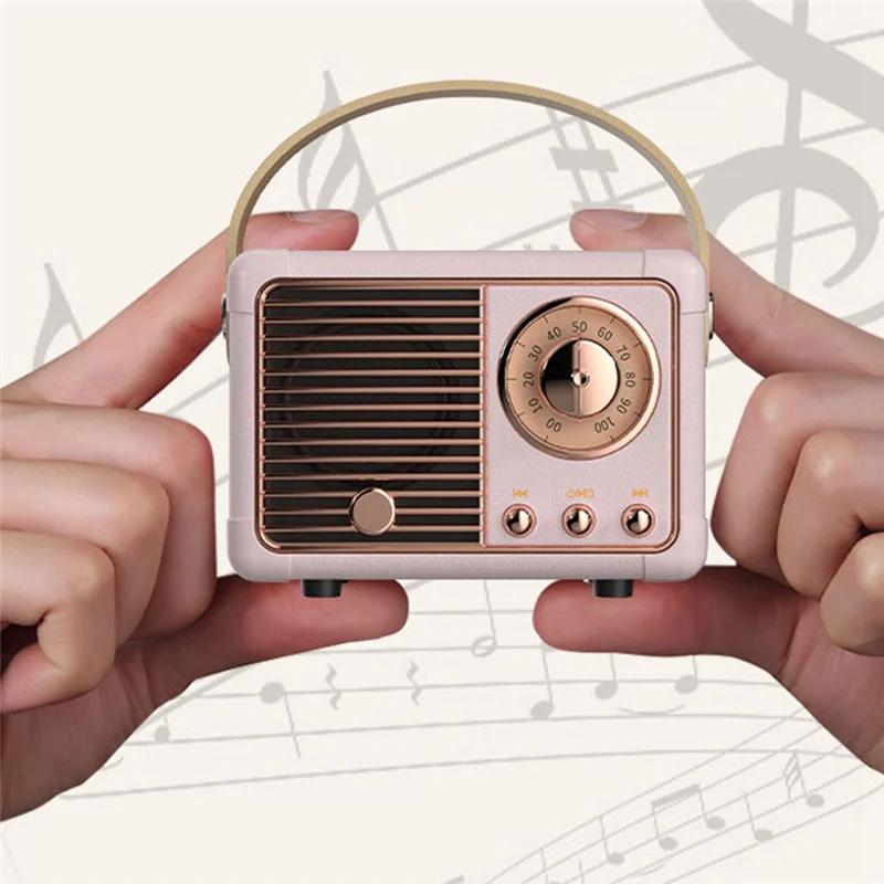 Bluetooth-Колонка HM11 в стиле ретро, Классический музыкальный плеер в стиле ретро, портативный дорожный мини-музыкальный плеер бежевого цвета