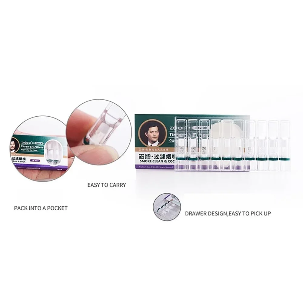 مرشحات ثلاثية للسجائر للاستعمال مرة واحدة، متعددة الترشيح لتقليل بقع القطران والدخان، مناسبة للسجائر الخشنة #4