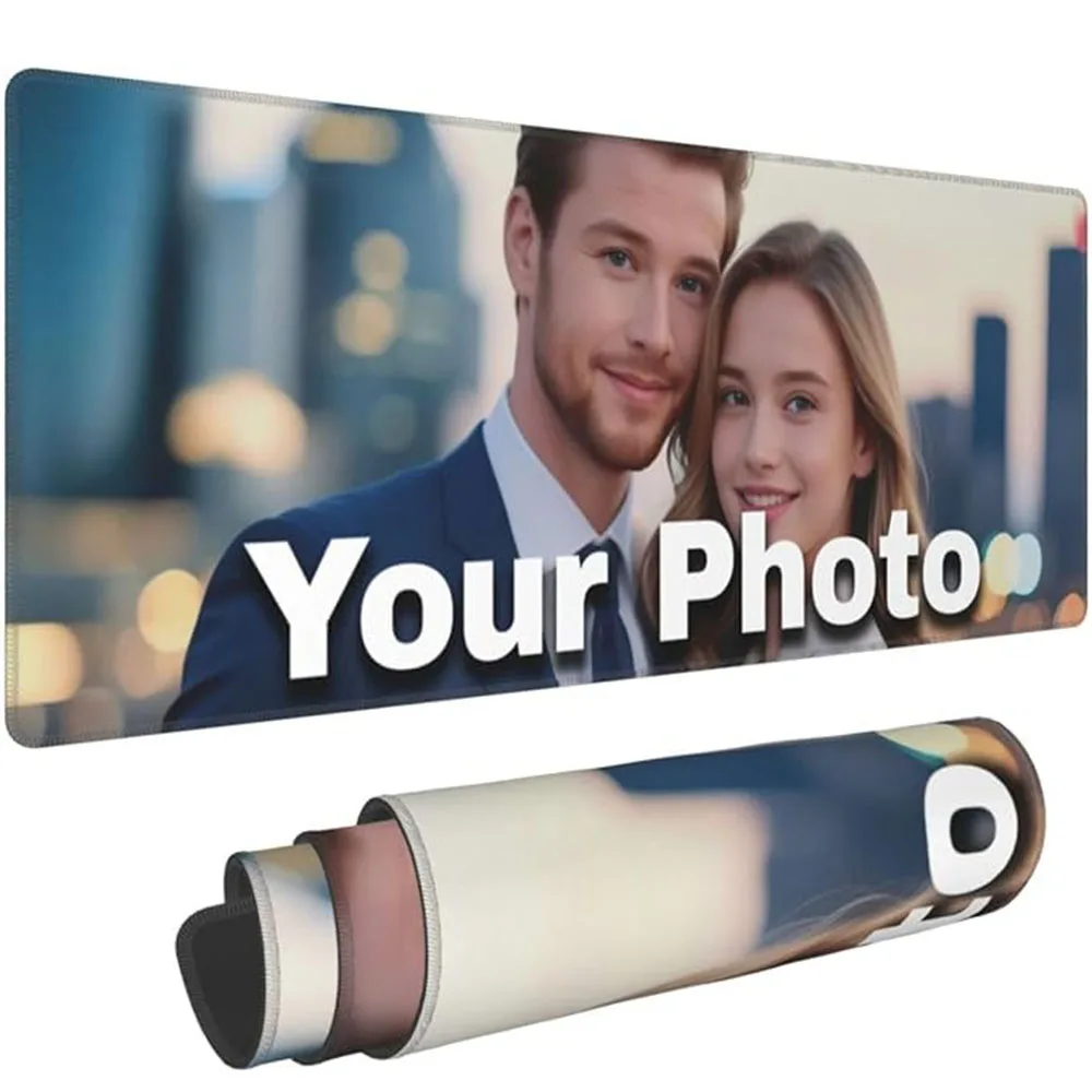 Personalised XXL Mouse Mat with Photo, Printed with Picture and Text, XL Gaming Desk Pad For Keyboard And Office Gaming 40x80