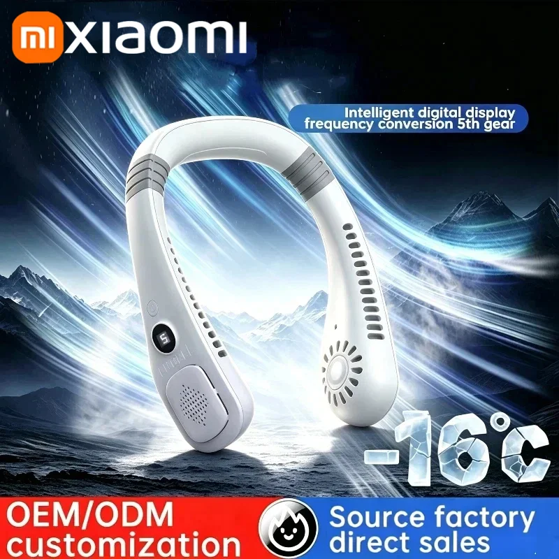 Xiaomi Nackenventilator ohne Rotorblätter, Mini, extrem lange Akkulaufzeit, tragbar, leiser Ventilator, USB-Ladefunktion, für Studenten, Sport, Büro, Neu 2026