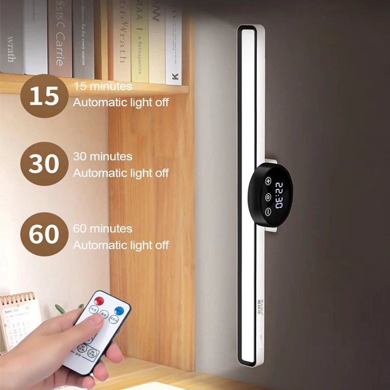 مصباح مكتبي 55 سم معلق على مدار الساعة المغناطيسية مصباح طاولة LED USB قابل لإعادة الشحن ستبليس يعتم خزانة خزانة خزانة ضوء الليل