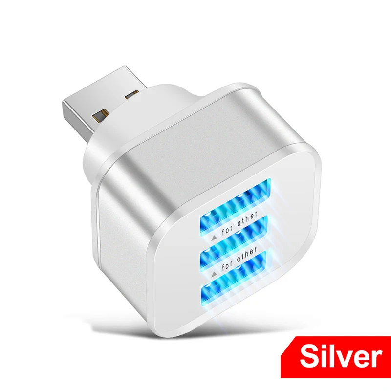Nieuwe auto USB-oplader extender 2.0 3-poorts uitgebreide USB-splitter met indicatorlampje Plug & Play 3-in-1 voor smartphones hubs