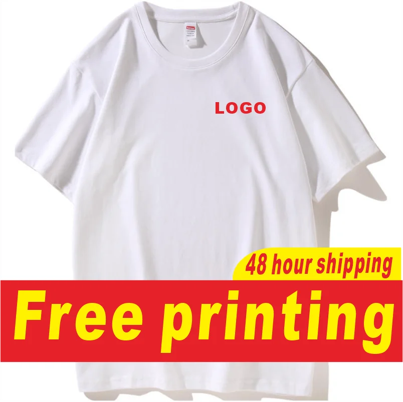 

Breathable pure cotton men's and women's T-shirt customized summer short sleeved clothes printed with logo embroidery logo