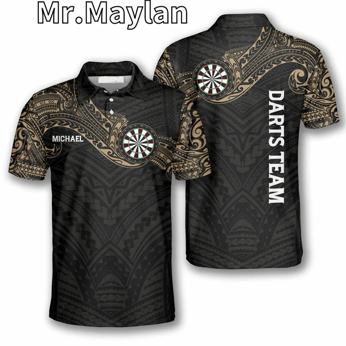 Personalized Dartboard Wolf Multicolor Version 3D Polo Shirt Men Women For Dart Team Uniform Gift for Darts Player Unisex Tee-12