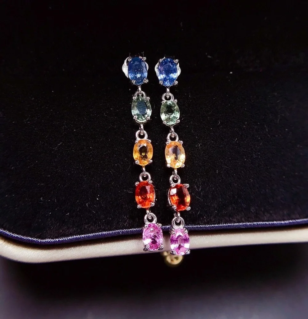 Natural Sapphire Earrings Luxury Ladies Jewelry 925 Silver Luxury Design Earrings for Women