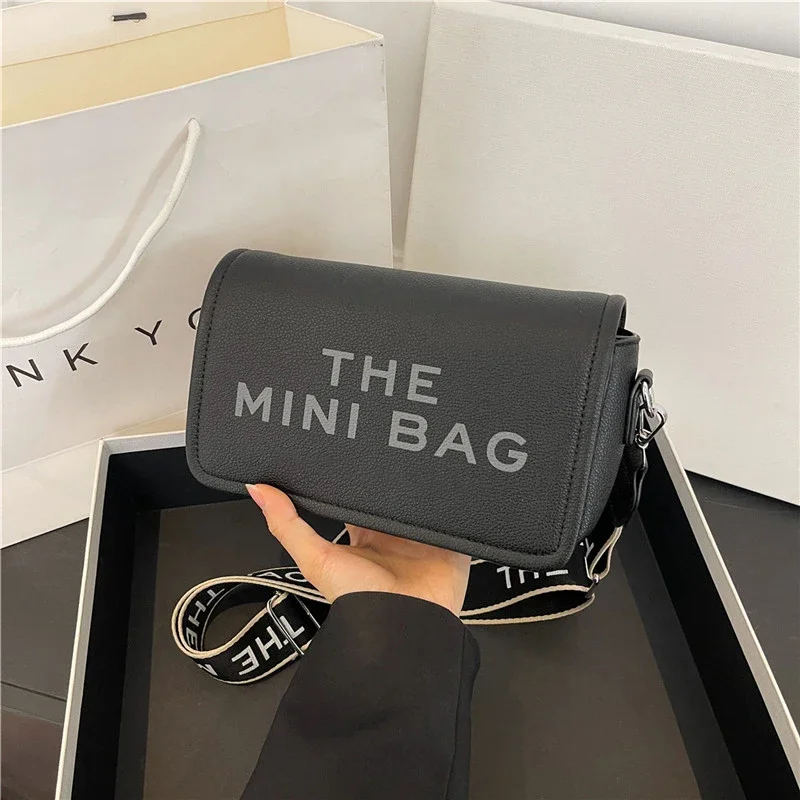 New PU Ladies Leather Shoulder Bag Handbag Ladies Black Handbag Small Postman Bag Solid Color Shoulder Bag Wallet