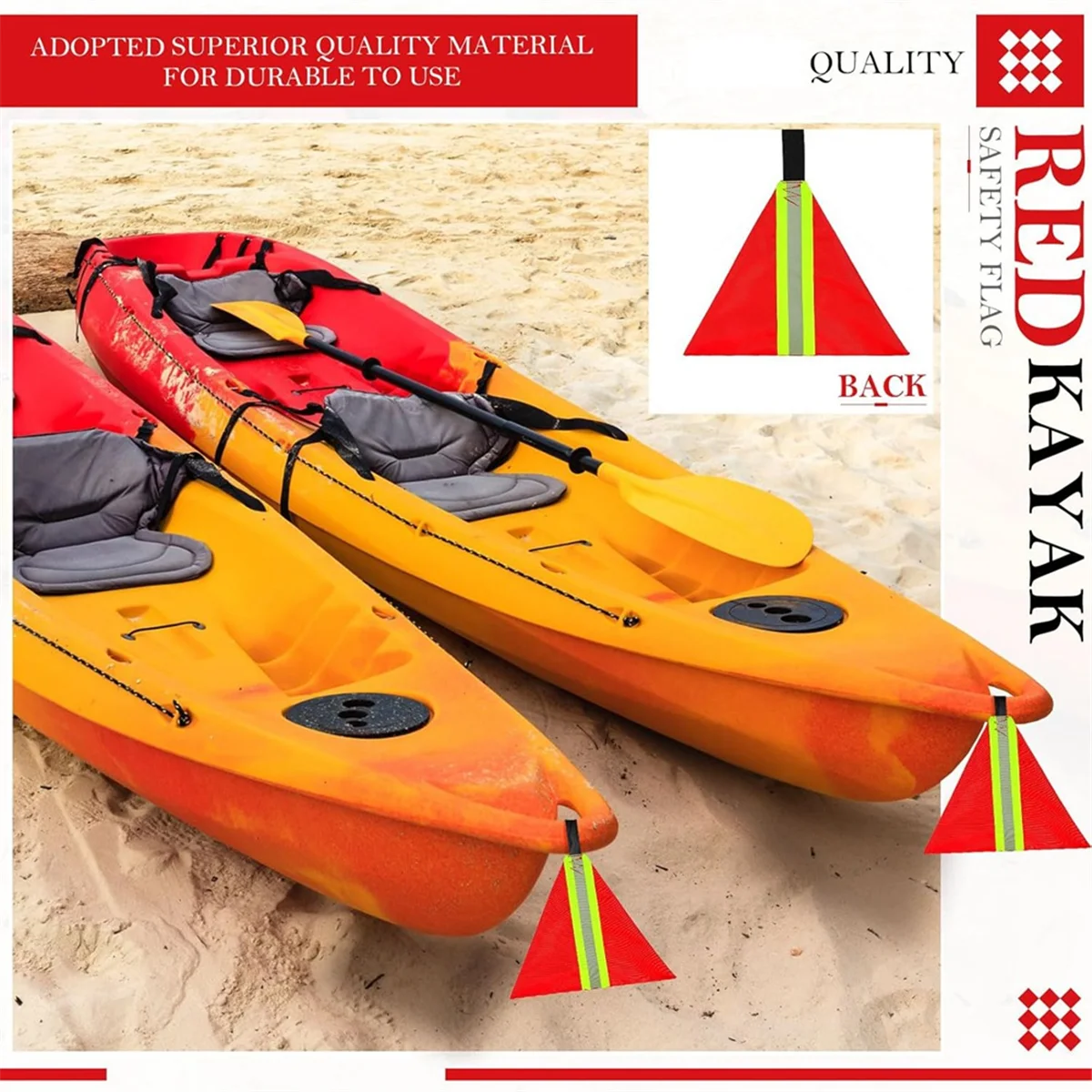 SSR 4 Pcs Safety Red Tow Flag Reflective Warning Kayak Red Flag for Truck Loads Safety Signs Trailer Hauling Warning Kit