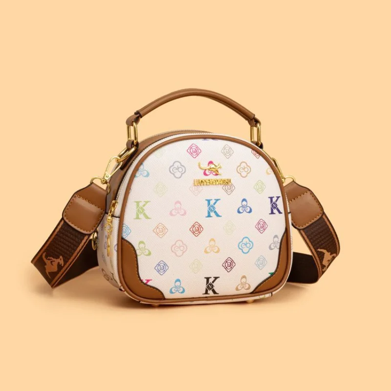 

2025 круглая сумка через плечо с монограммой для женщин, просторный круглый кошелек, регулируемая сумка через плечо для мам, поездок на работу, легкая ниша