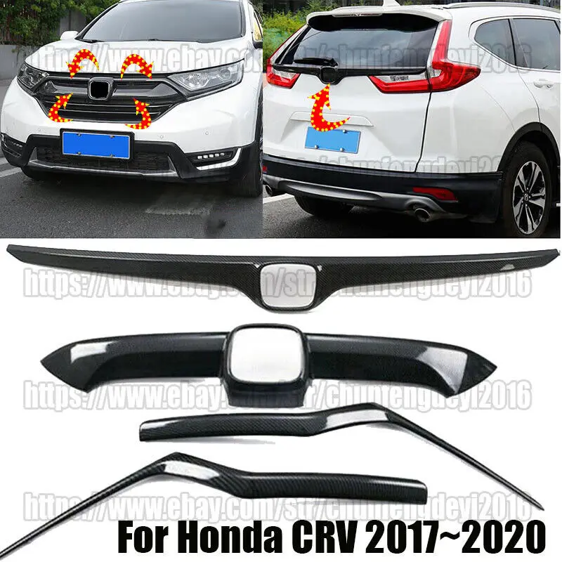 

Carbon Fiber Car Front Upper Grille&Rear Trunk Moulding Trim For Honda CRV CR-V 2017 2018 2019 2020 car accessories