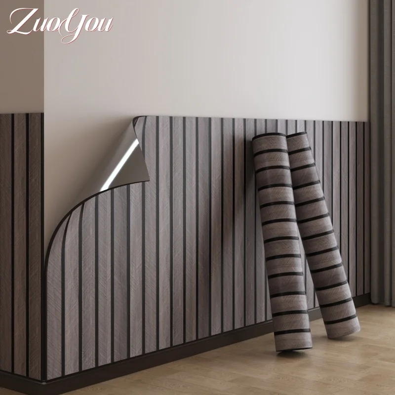Papier peint auto-adhésif pour rénovation murale, chambre à coucher, salon, Grain de bois, autocollants muraux avec mousse, décoration de maison