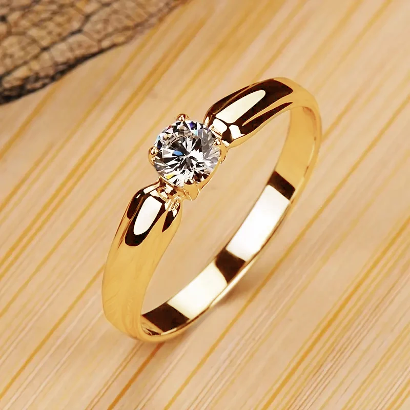 Huitan Klassischer Schlanker Ring für Damen mit Glänzendem Kubischem Zirkonia, Eleganter Hochzeits-Verlobungsring, Romantischer Trendiger Versprechensschmuck als Geschenk
