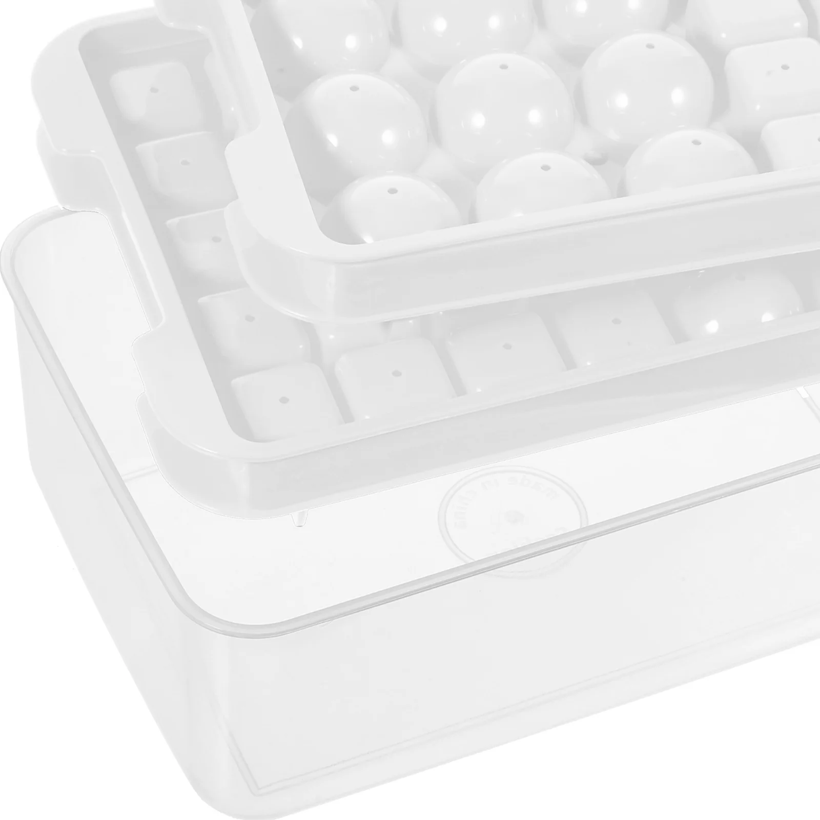 

2 Pcs Round Ice Cube Tray Ice Making Mold Set with Lid and Ice Shovel for Freezer Storage
