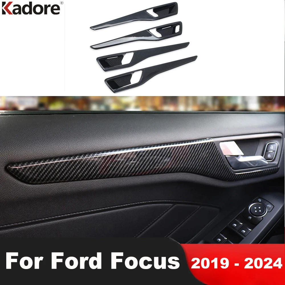 

For Ford Focus 2019 2020 2021 2022 2023 2024 Carbon Fiber Car Inside Inner Door Armrest Panel Cover Trim Interior Accessories