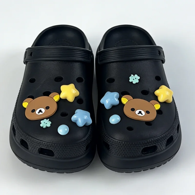 

10PCS Rilakkuma Bear Series Shoe Charms Set Cute Cartoon ABS Waterproof Sandals Decorate Buckle Decorations Accessories Gift