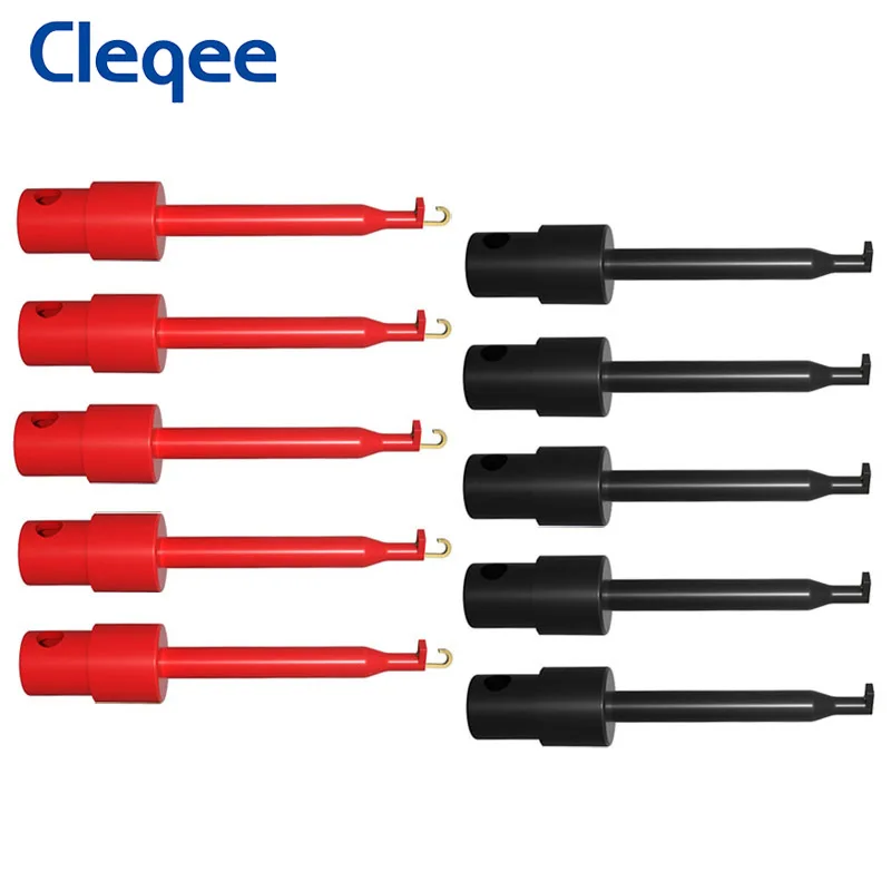Cleqee P5001 10pcs IC Test Hook Clip Test Probe for Electronic Testing SMD Mini Grabber Welding DIY Copper Connector Accessories