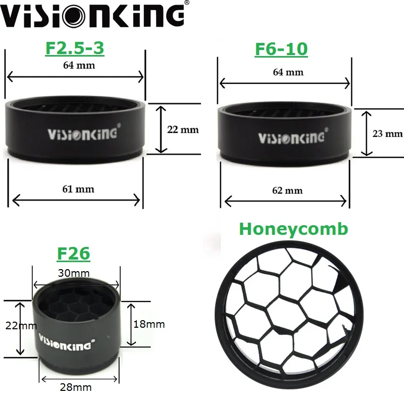 Visionking Aluminum Honeycomb Sunshades Riflescope Cover For 1.25-5x26 2.5-35X56 3-30X56 6-25X56 10-40X56 Anti-reflection Hood