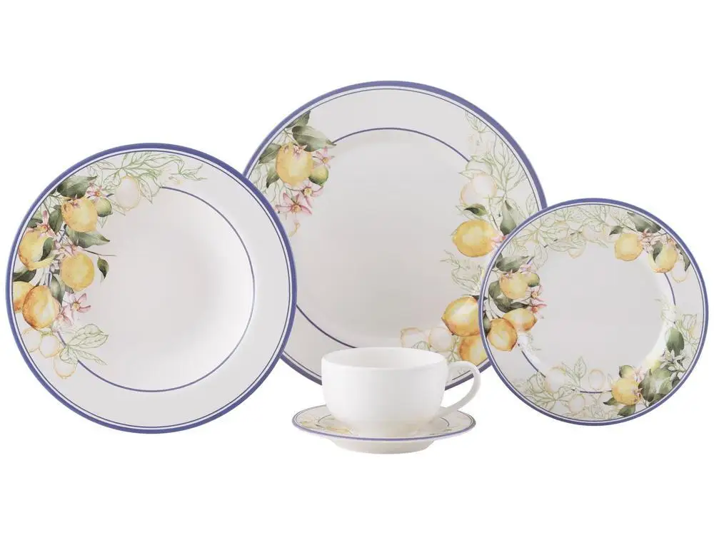 جهاز طعام وشاي من السيراميك سورينتو ، جهاز دائري باللونين الأبيض والأزرق ، سورينتو ، 20 *