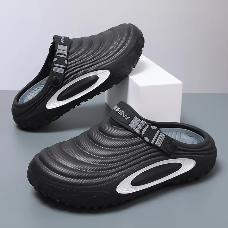 

Men Closed Toe Chef Shoes Non-slip Hollow Out Clogs Kitchen Work Slippers