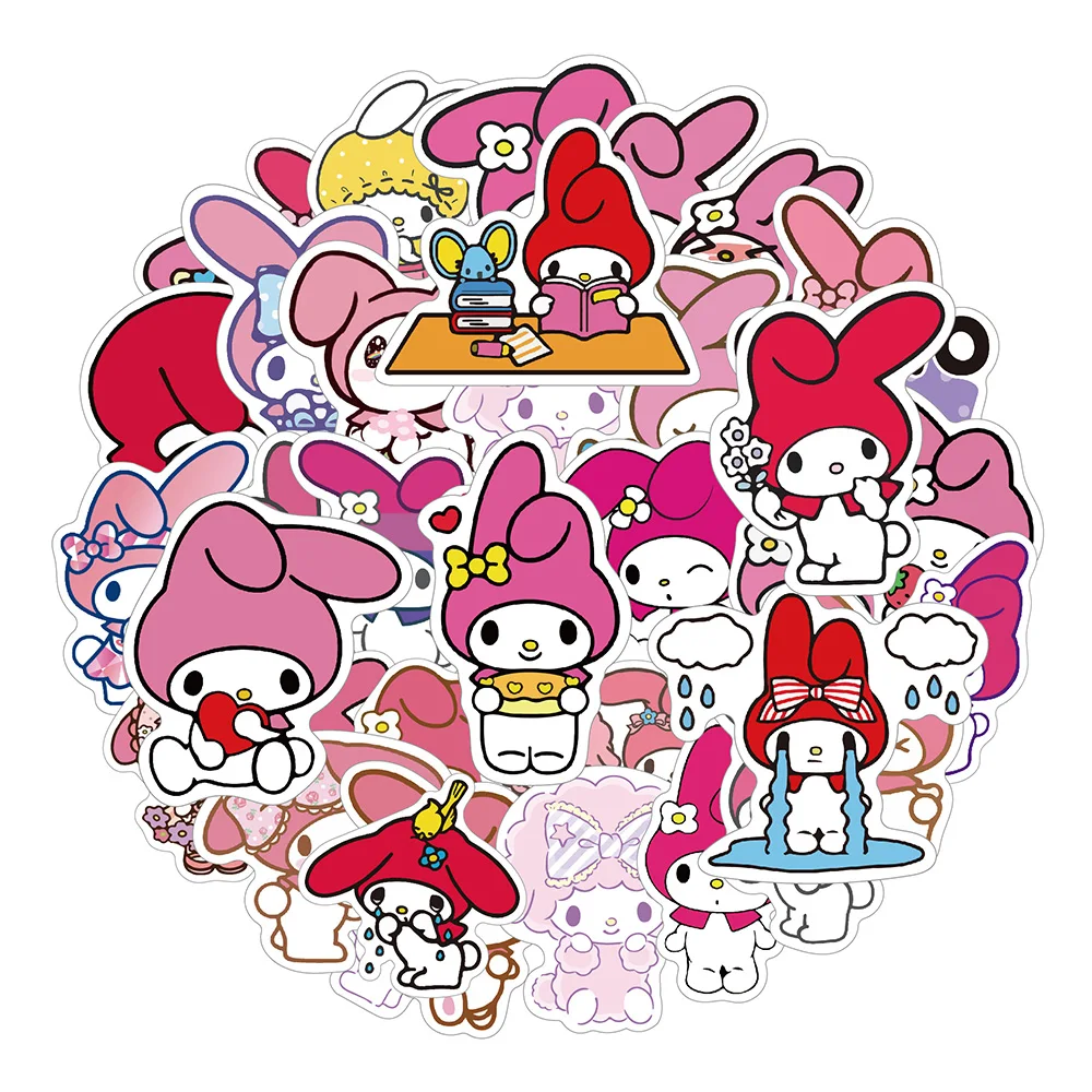 

10/30/50PCS Kawaii Sanrio Sticker Cute Cartoon Personality Fun Melody Graffiti DIY Laptop Suitcase Skateboard Waterproof Decal