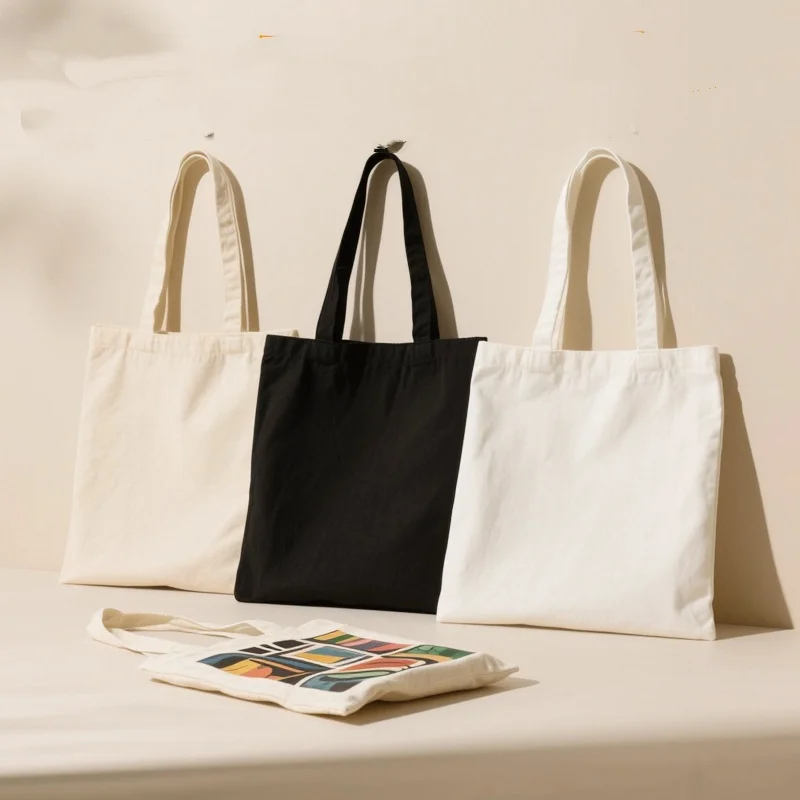Canvas Art Bag  Plain Shoulder Bag Blank Shopping Bag Minimalist Daily Use Tote For Store Item Organization Commuting