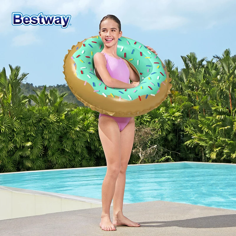 Bestway 36300 1PC Inflatable Swimming Tube Raft, Glitter Swimming Ring, Ride-On Blow-Up Summer Beach Pool Toys, Swimming Pool Fl