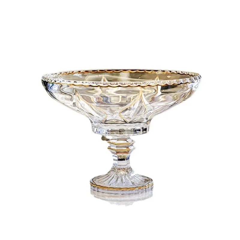 

Bohemian style fruit plate gold-painted line fruit bucket crystal glass dried fruit plate