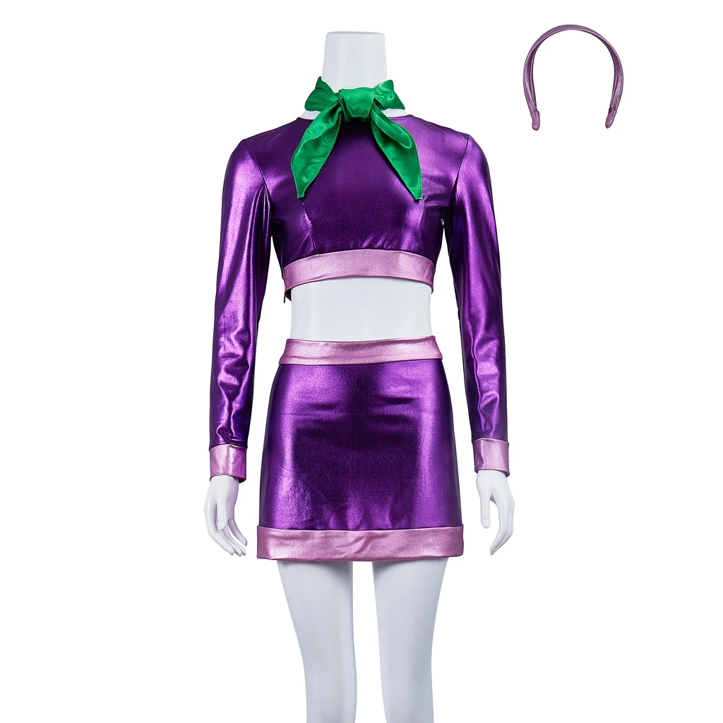 أزياء دافني بليك التأثيرية للنساء معرضة خطر دافني الأرجواني المحاصيل الأعلى والتنانير الصغيرة ملابس الهالوين دافني بليك للعب الأدوار #2