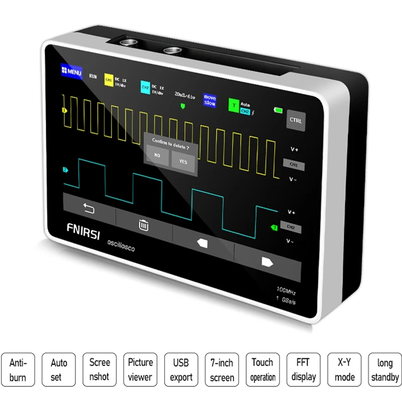 Brand Digital Tablet Oscilloscope Dual Channel 100MHz Analog Bandwidth 1GSa Sampling Rate TFT LCD Auti-burn Waveform Multimeter