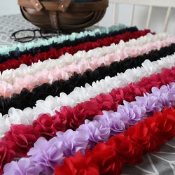 Flores de gasa 3D para decoración de ropa, cinta de encaje embellecedora de 5cm de ancho, accesorios sin diadema, 1 yarda (26 Flores)