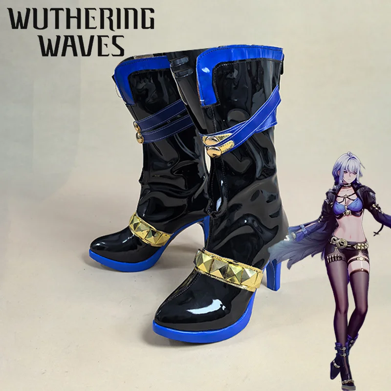 Wuthering موجات GALBRENA تأثيري أحذية النساء الرجال أحذية عالية الكعب الجلود القدم حذاء زي اكسسوارات هالوين الدعائم الطرف
