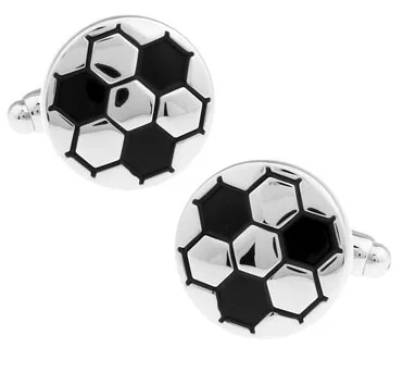 Igame masculino presente futebol abotoaduras atacado & varejo cor preta material de cobre novidade esporte design negócio terno accessaries