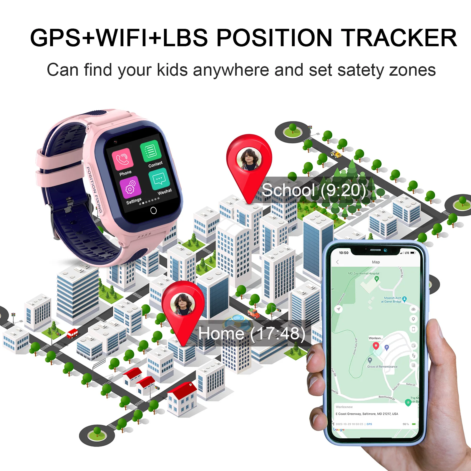 ساعة ذكية للأطفال Getfitsoo KT24S 4G حافظة قابلة للفصل SOS Call GPS-WIFI جهاز تعقب مضاد للفقدان للأطفال مع كاميرا فيديو