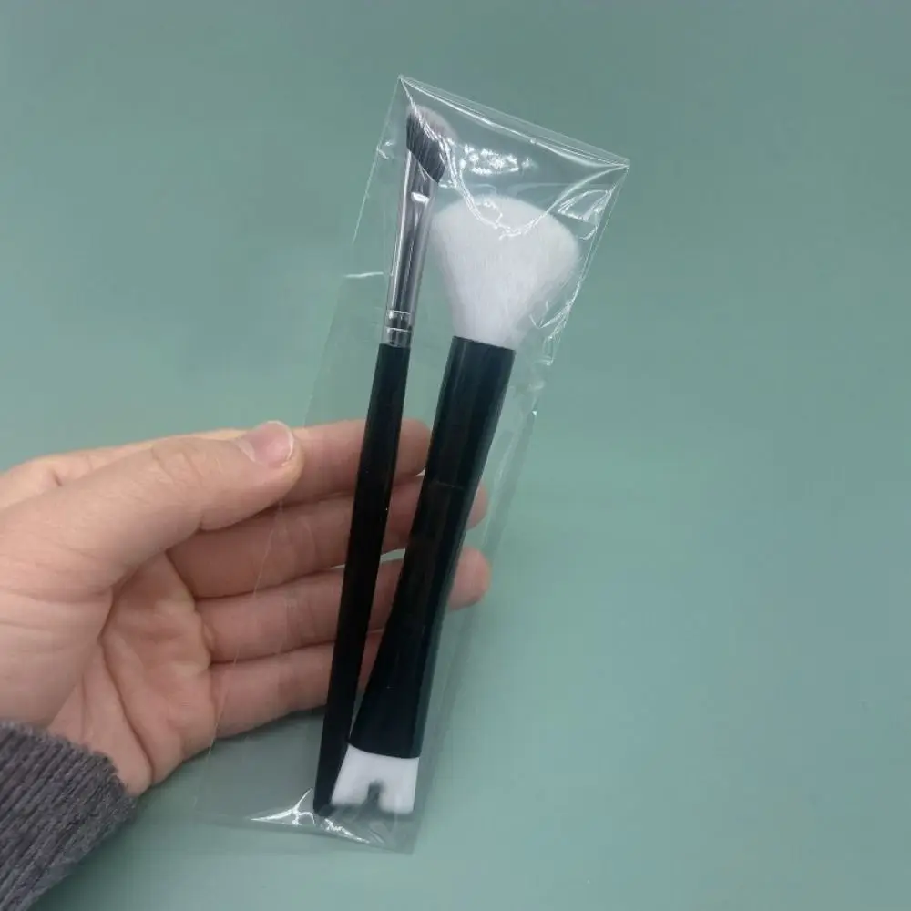 2Pcs 패션 더블 헤드 코 컨투어 브러쉬 세트 2-in-1 휴대용 아이 섀도우 파우더 브러쉬 소프트 U 자형 코 섀도우 브러쉬 학생