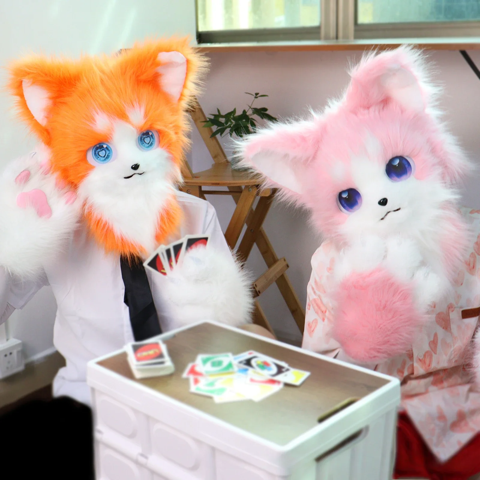 Masque de tête en fourrure d'animal pour enfants, masque de renard chat en peluche, accessoires de costume pour Halloween, accessoires de performance de fête de cosplay, cadeau