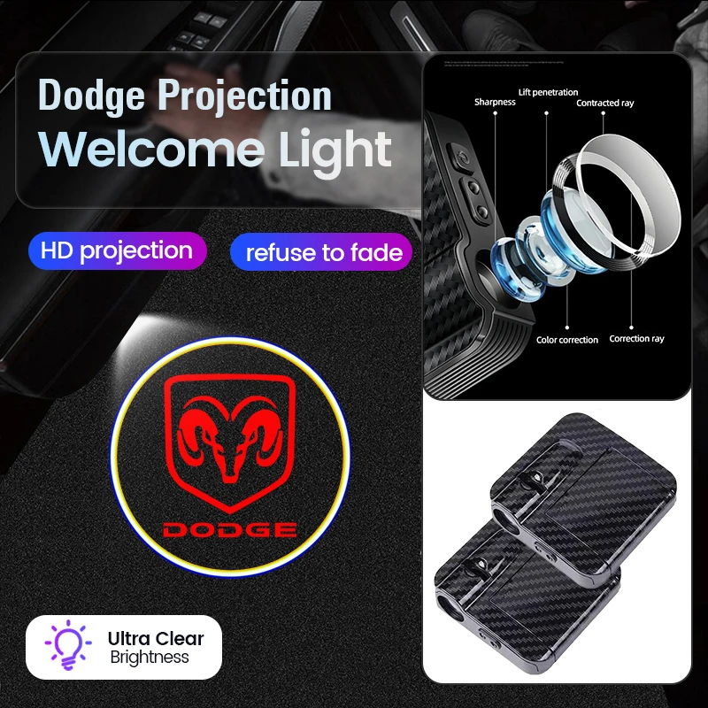 2 قطعة دودج HD باب السيارة ترحيب ضوء جهاز عرض (بروجكتور) ل دودج تشالينجر شاحن رحلة رام دورانجو SRT دارت رحلة الانتقام #2