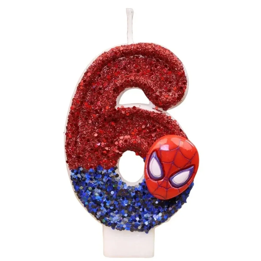 1 Stück Spider Man Geburtstagskerzen Anime Cartoon Avenger Superheld Spidermans Glänzende Zahlenkerzen Geburtstagsdekorationen