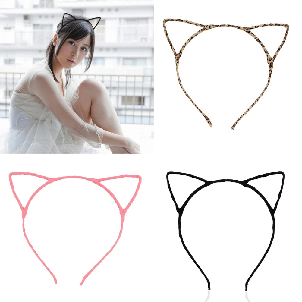 

10 pcs Cat Ear Headband 5Cm Length 12.5Cm Width Costume Party Dress Accessory For Women Masquerade Halloween Prom Cosplay Silk