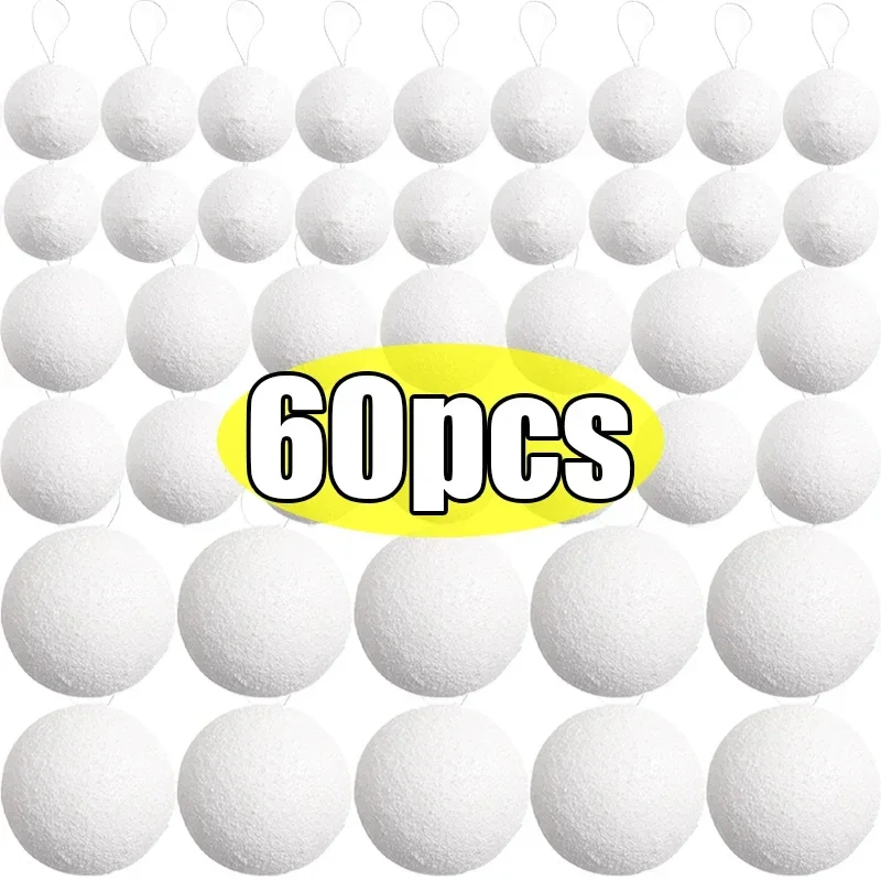 4/6/8CM 흰색 거품 크리스마스 공 크리스마스 트리 가짜 눈덩이 매달려 공 펜던트 어린이 어린이 장난감 파티 장식 용품