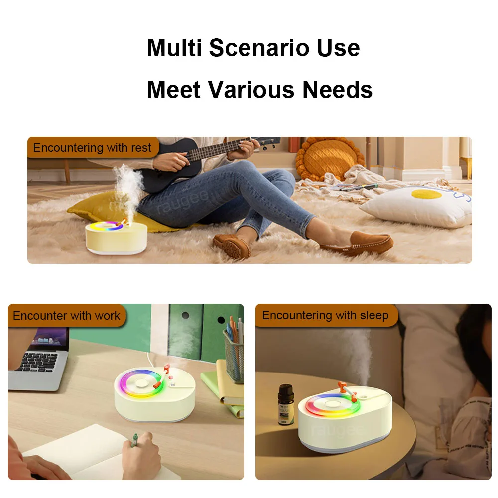 Aroma Humidifier Disk Essential Oils Diffuser Colorful Night Light Air Humidifier Household Quiet Aromatherapy Mist Sprayer