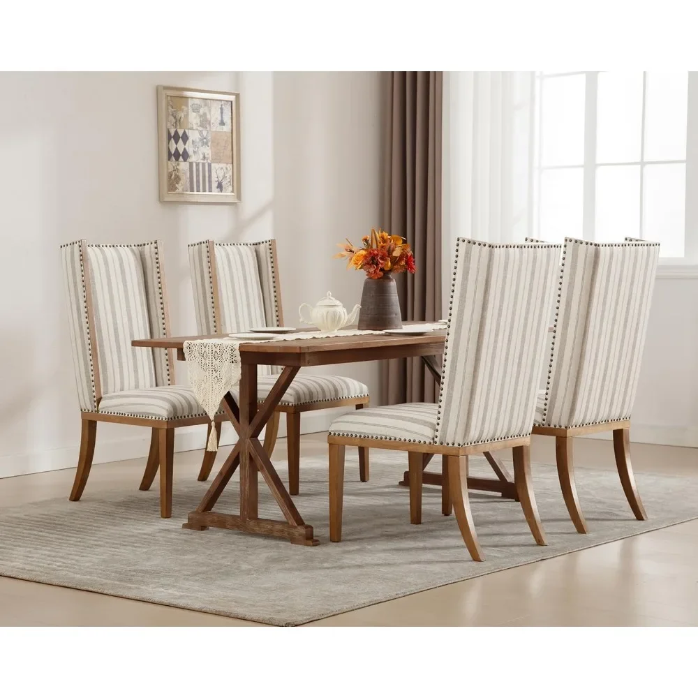 

Dining Chair Set of 4 with High Back & Nailed Trim, Parsons Dinner Chairs, Upholstered Fabric Dining Chair