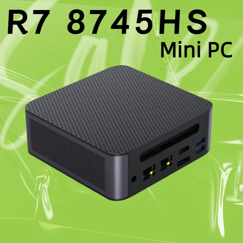 Mini PC New Solid AI Ryzen 7 8745HS 22.5G RJ45 Dual DDR5 NVMe 3Display Mirco Office Desktop Computer  HD DP Type-C Sever