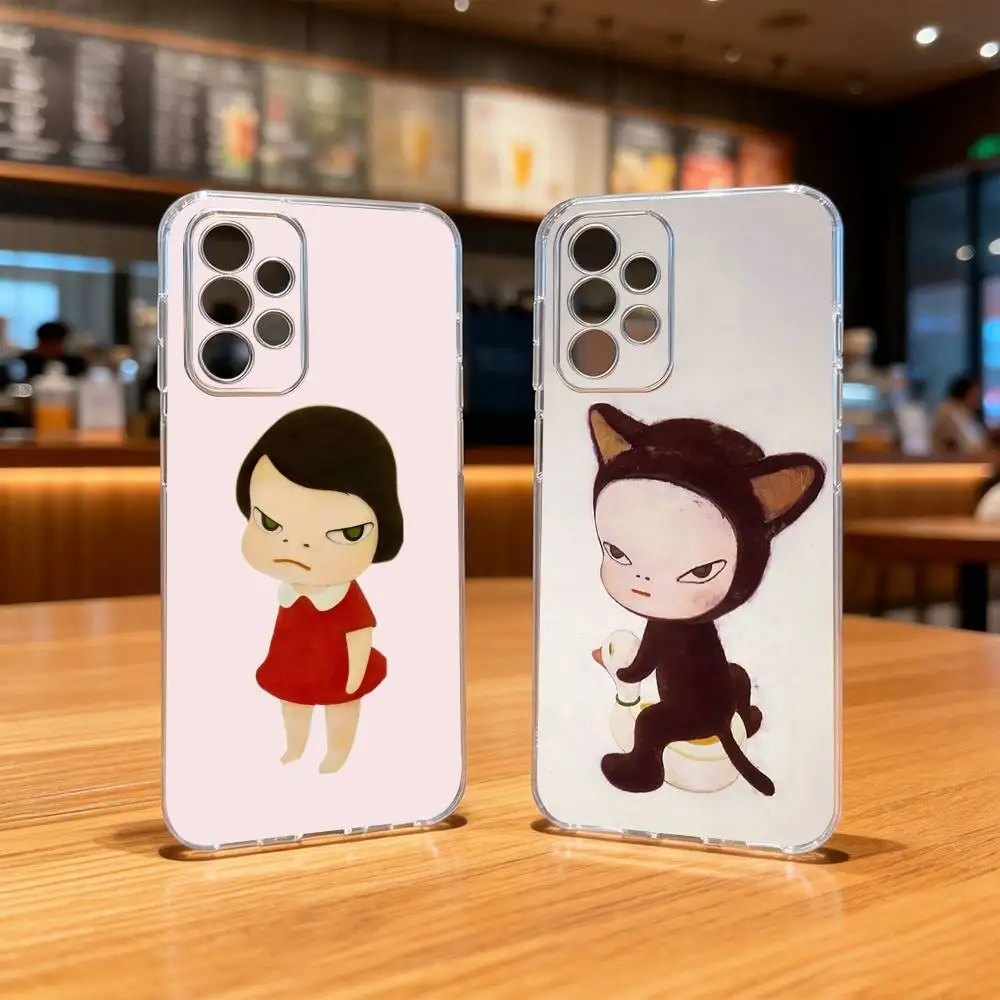 

Cute girl Y-Yoshitomo N-Nara-YNes Phone Case Transparent Silicone Soft For Samsung S25,S24,S21,S22,S23,S30,Ultra,S20,Plus,Fe