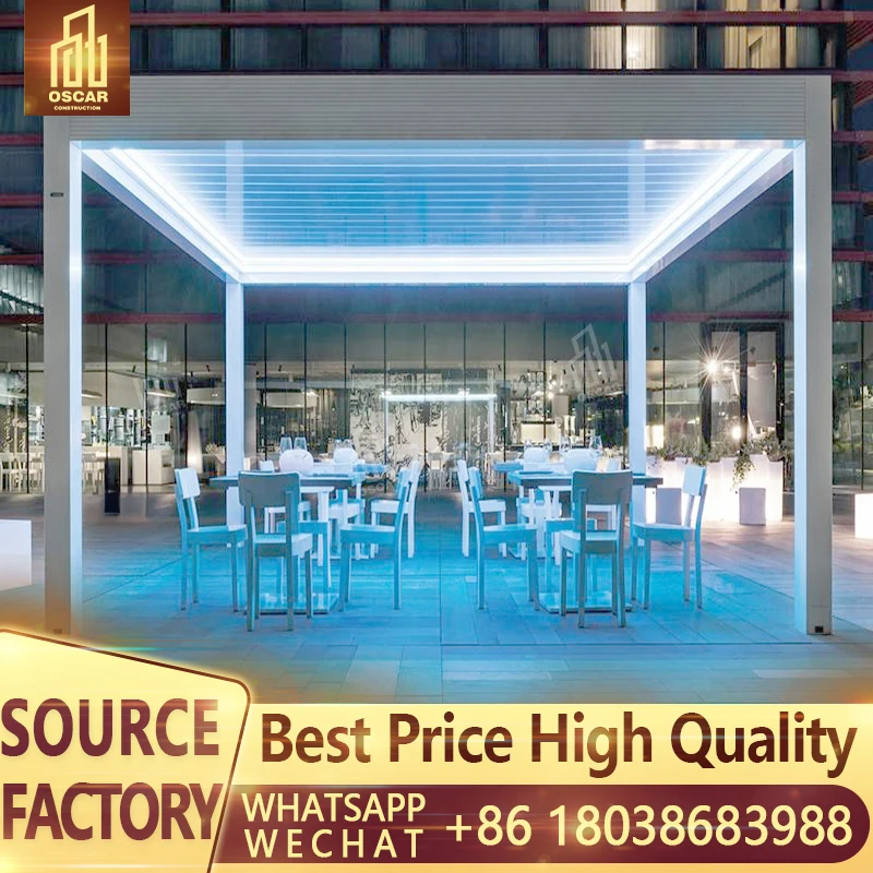 Germany Luxury garden sets aluminium electric louvre pergola terrace roof outdoor furniture