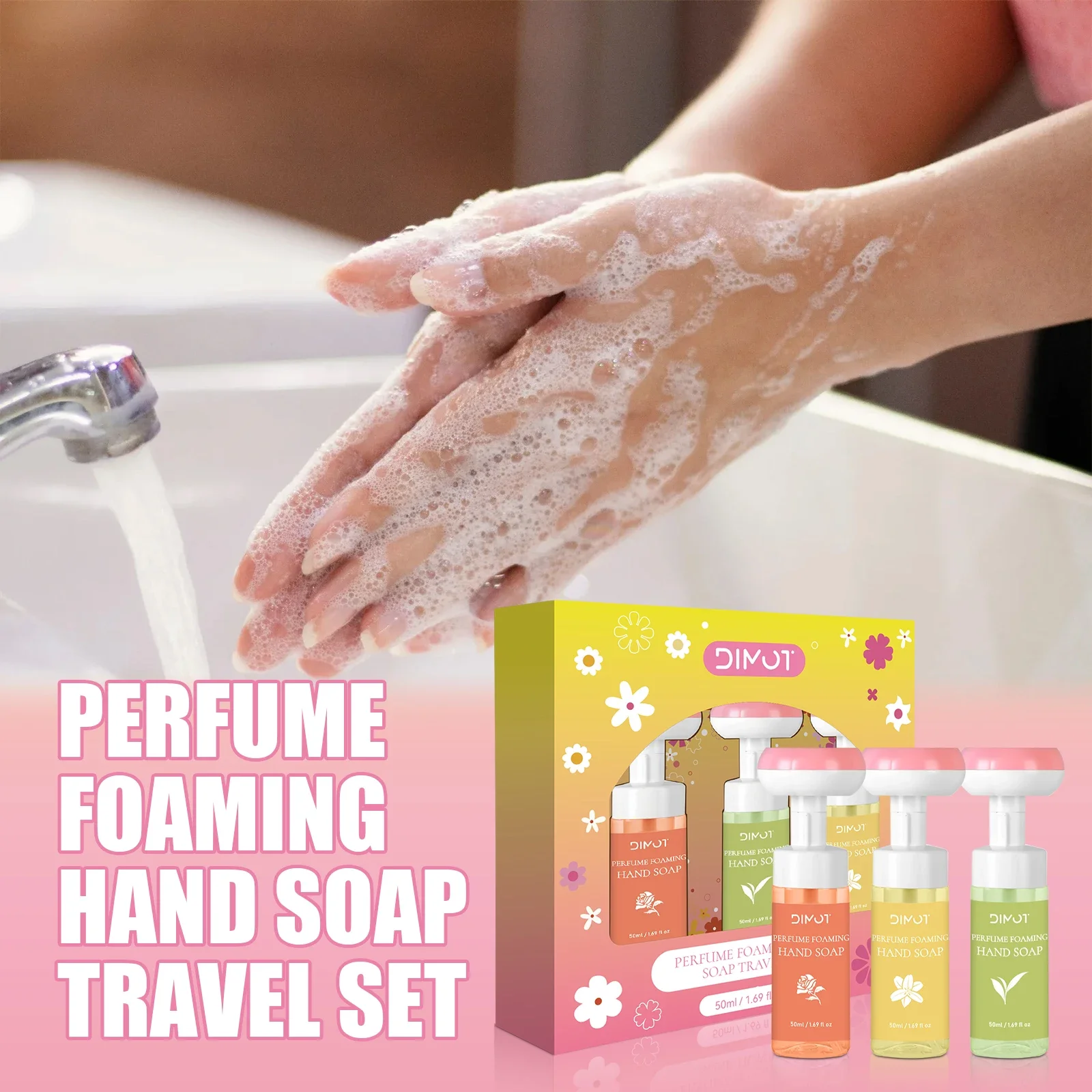 

Perfume Foaming Hand Soap Travel Set Orange Blossom Summer Roses White Tea Scent Cleaning Moisturizing Hand Sanitizer for Adults