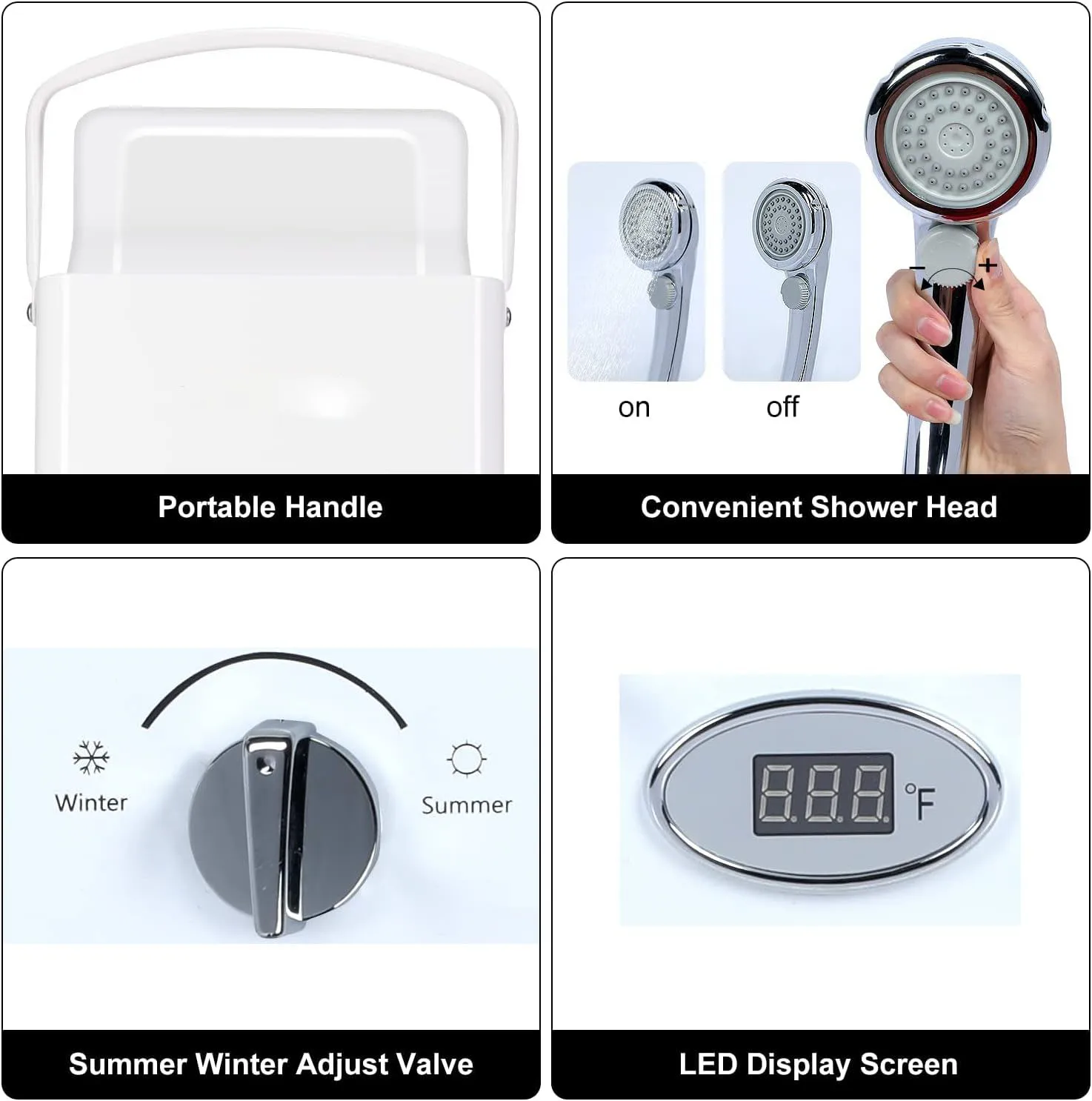 Scaldabagno portatile propano senza serbatoio - 6L 1,58GPM RV on Demand Scaldabagno con display digitale esterno a gas caldo per campeggio, barca