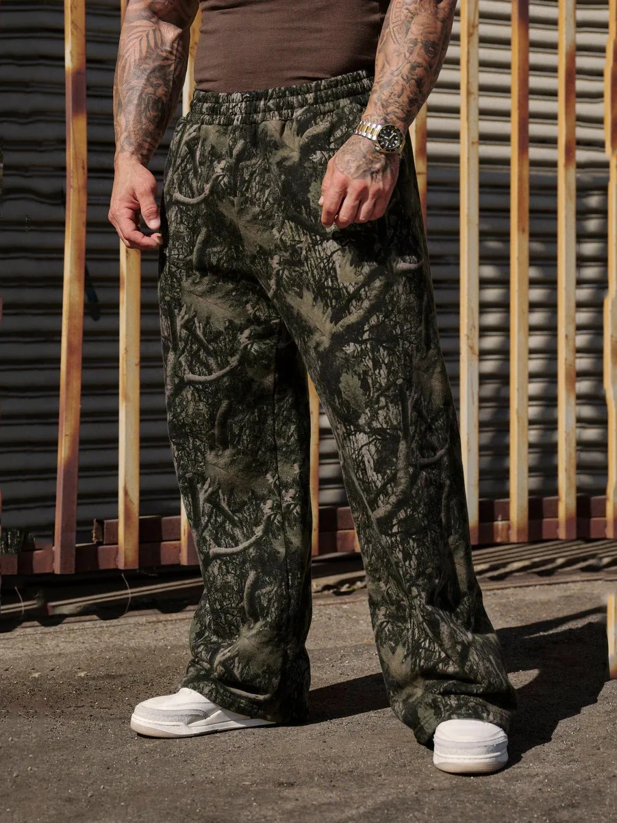 

Men's Jogger Straight stylish fitness pants Men's camo wide leg Breathable running pants Loose casual pants baggy pants man