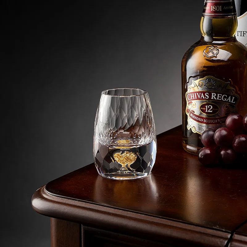 1/2/4/6pcs Luxury Crystal Glass Cup of Tea Accessories Gold Vodka Sake Shochu Hard a 15ml Bar Liqueur Foil Aesthetic Gift Liquor