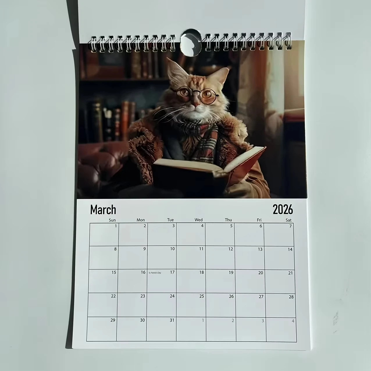

2026 Cat Themed Wall Calendar - Country style calendar with fun cat graphics, perfect for home office decor